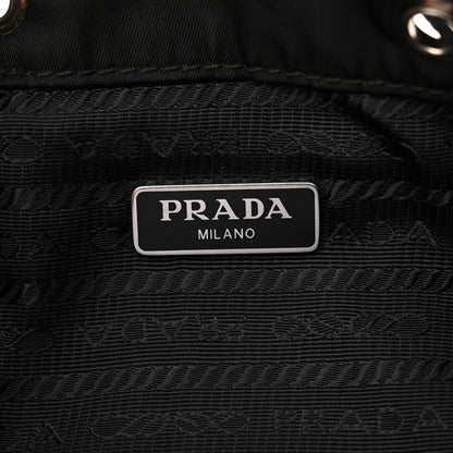 Prada Tessuto Nylon Studded New Vela Mini Bucket Crossbody Bag Black Fuoco 6 of 11