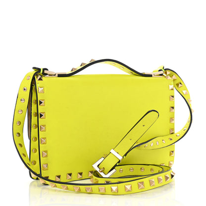 Valentino Garavani Calfskin Rockstud Top Handle Crossbody Bag Yellow Fluo 3 of 8