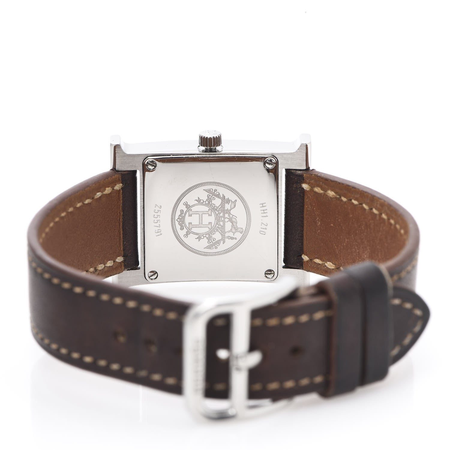 Hermes Stainless Steel Barenia 21mm Heure H Hour Quartz Watch Fauve 5 of 9