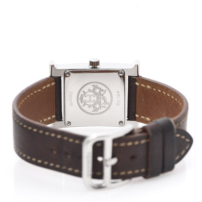 Hermes Stainless Steel Barenia 21mm Heure H Hour Quartz Watch Fauve 5 of 9