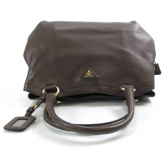 Prada Leather Logo Satchel Brown 5 of 12
