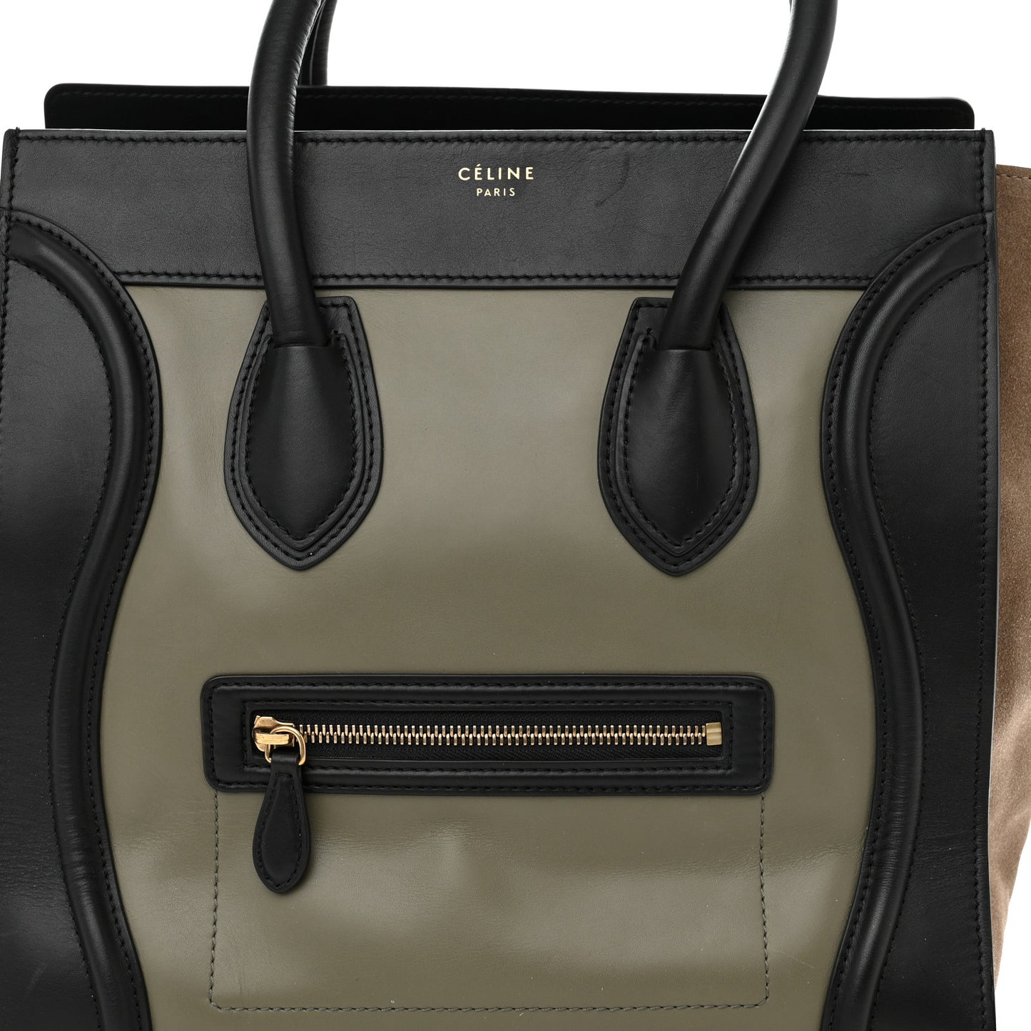 Satin Calfskin Suede Micro Tri-Color Luggage Almond