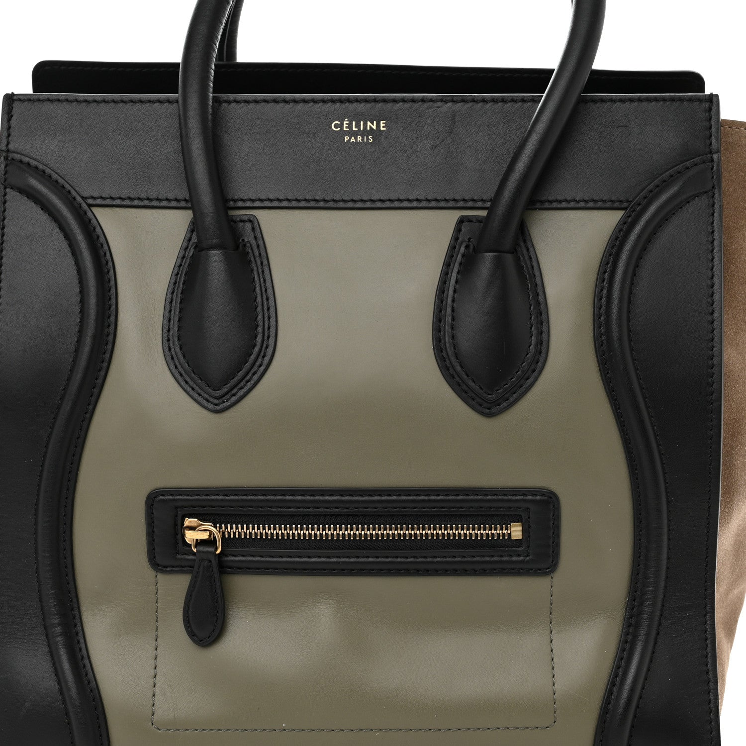 Celine Satin Calfskin Suede Micro Tri-Color Luggage Almond 8 of 13