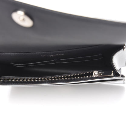 Christian Dior Metallic Patent Micro-Cannage Diorama Wallet on Chain Pouch Silver 4 of 9