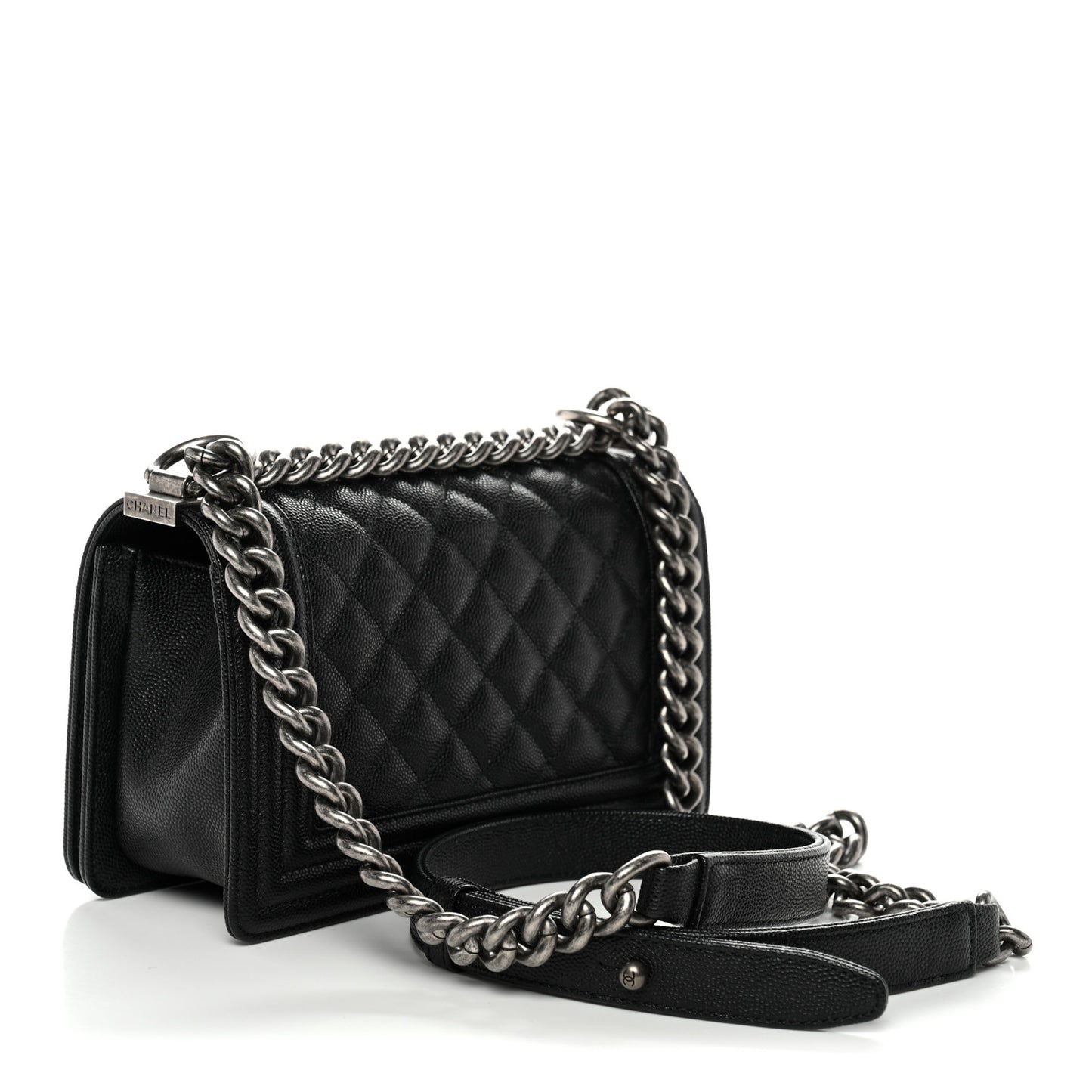 Caviar Quilted Small Boy Flap Black