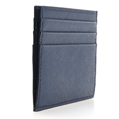 Prada Saffiano Triangle Card Case Blue 3 of 8
