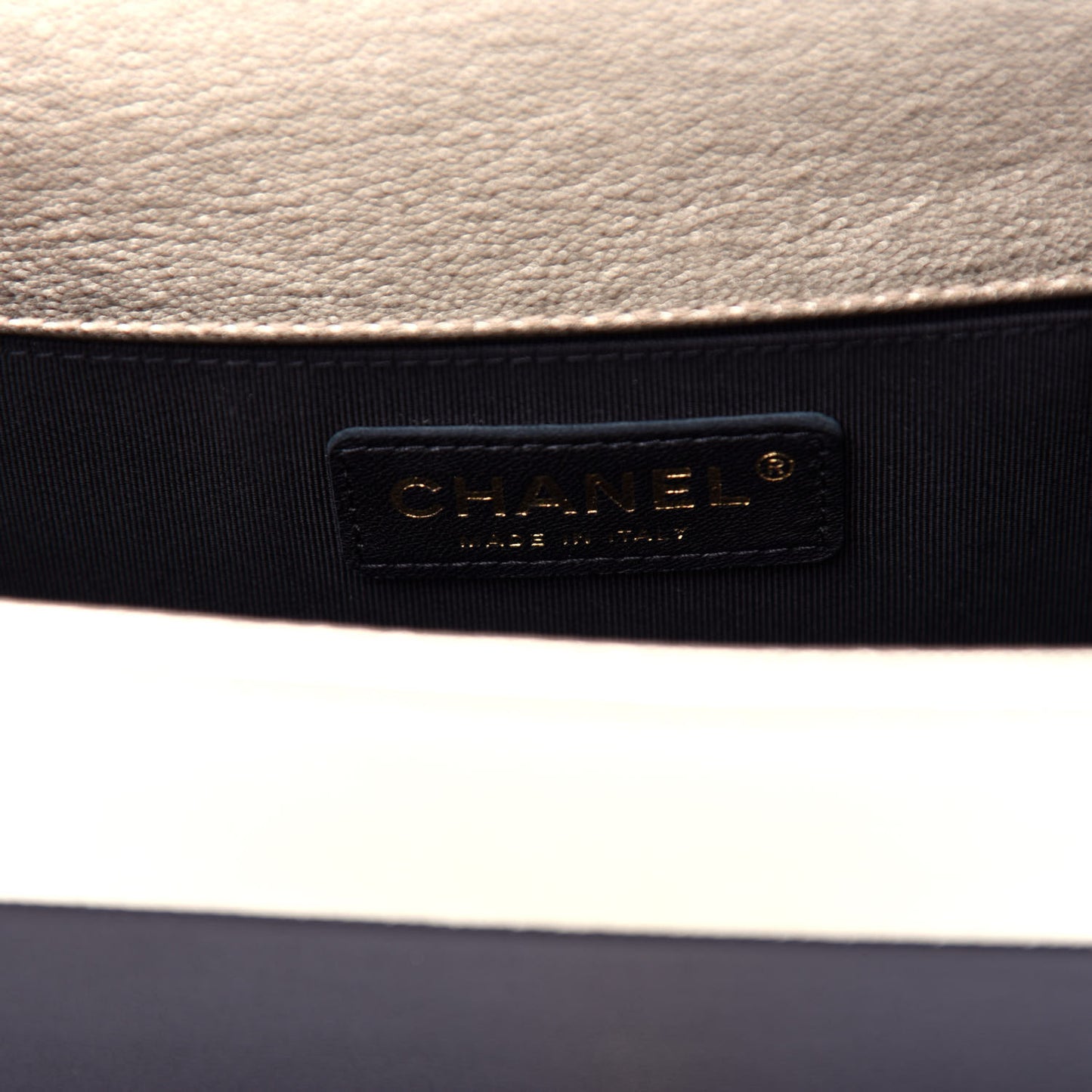 Metallic Goatskin Calfskin Medium Boy Flap Gold Black