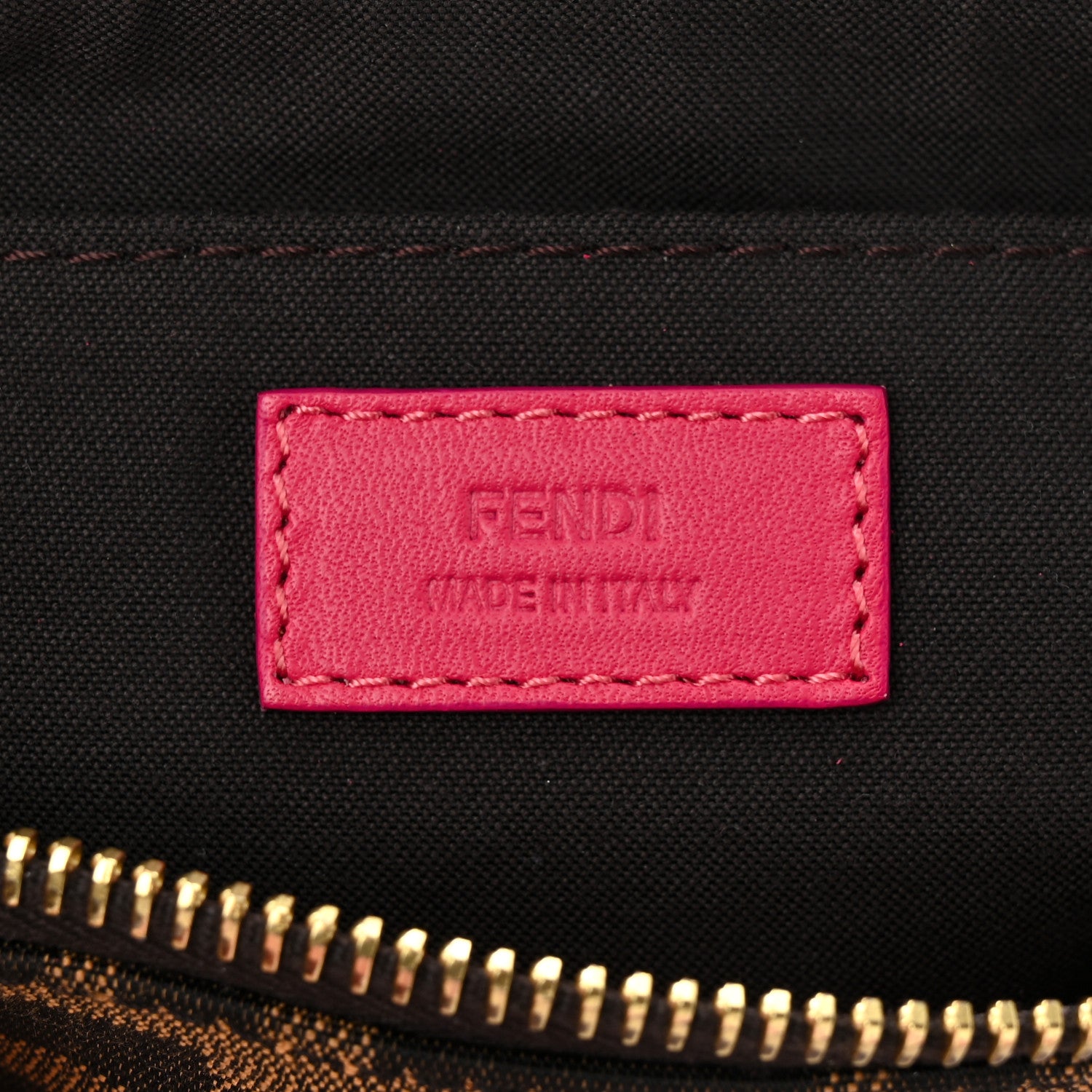 Fendi Zucca Vitello Elite Mini Pouch Crossbody Tobacco Fuxia 6 of 10