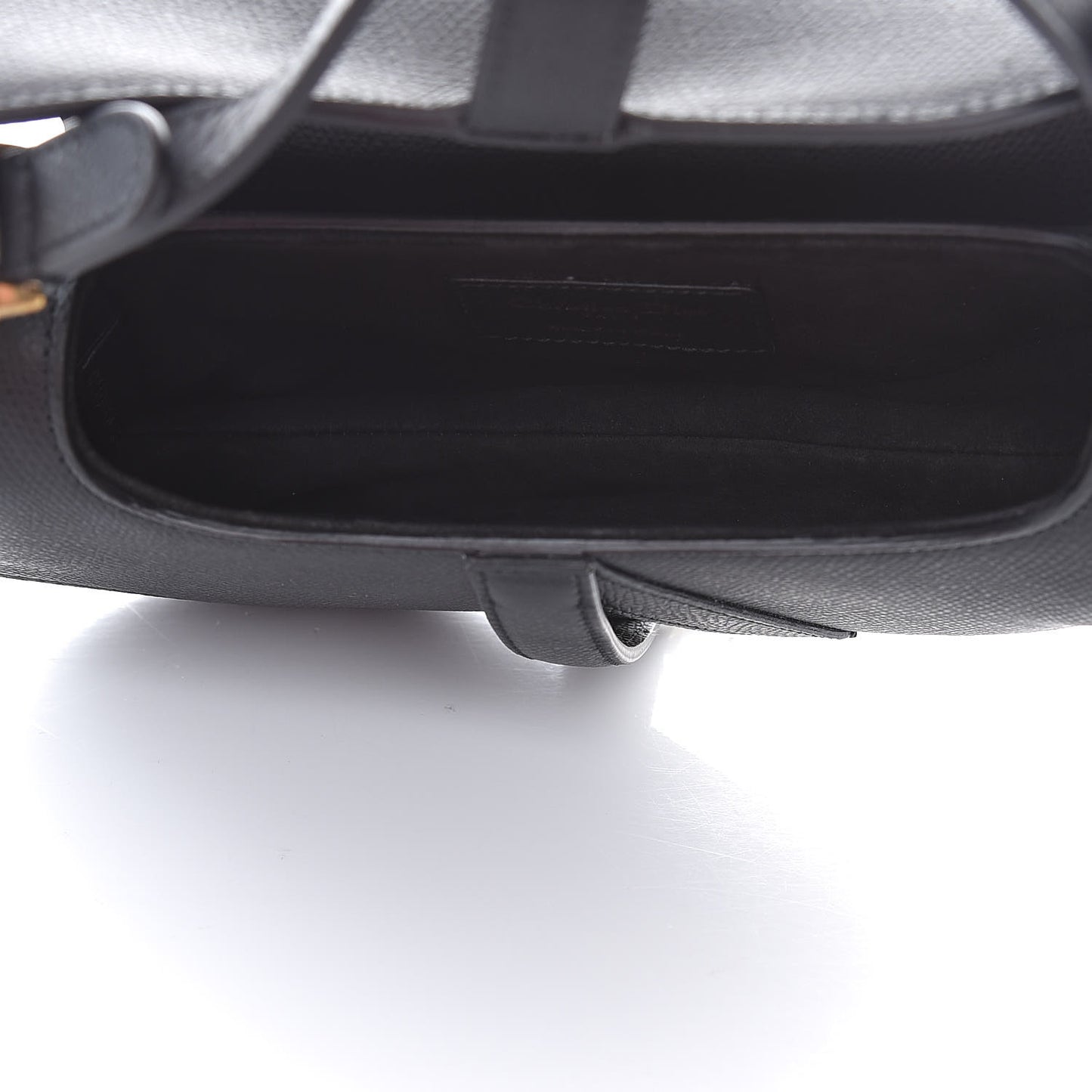 Grained Calfskin Mini Saddle Bag Black