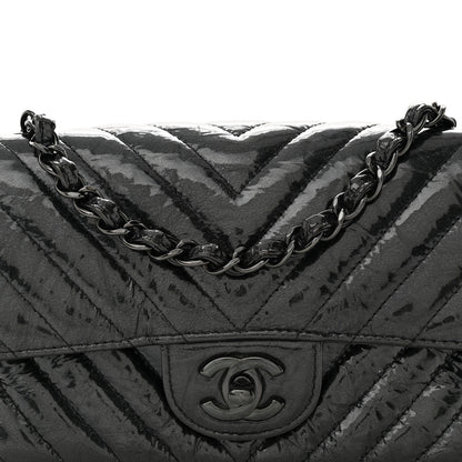 Chanel Patent Metallic Crumpled Calfskin Chevron Quilted Mini Rectangular Flap So Black 8 of 12