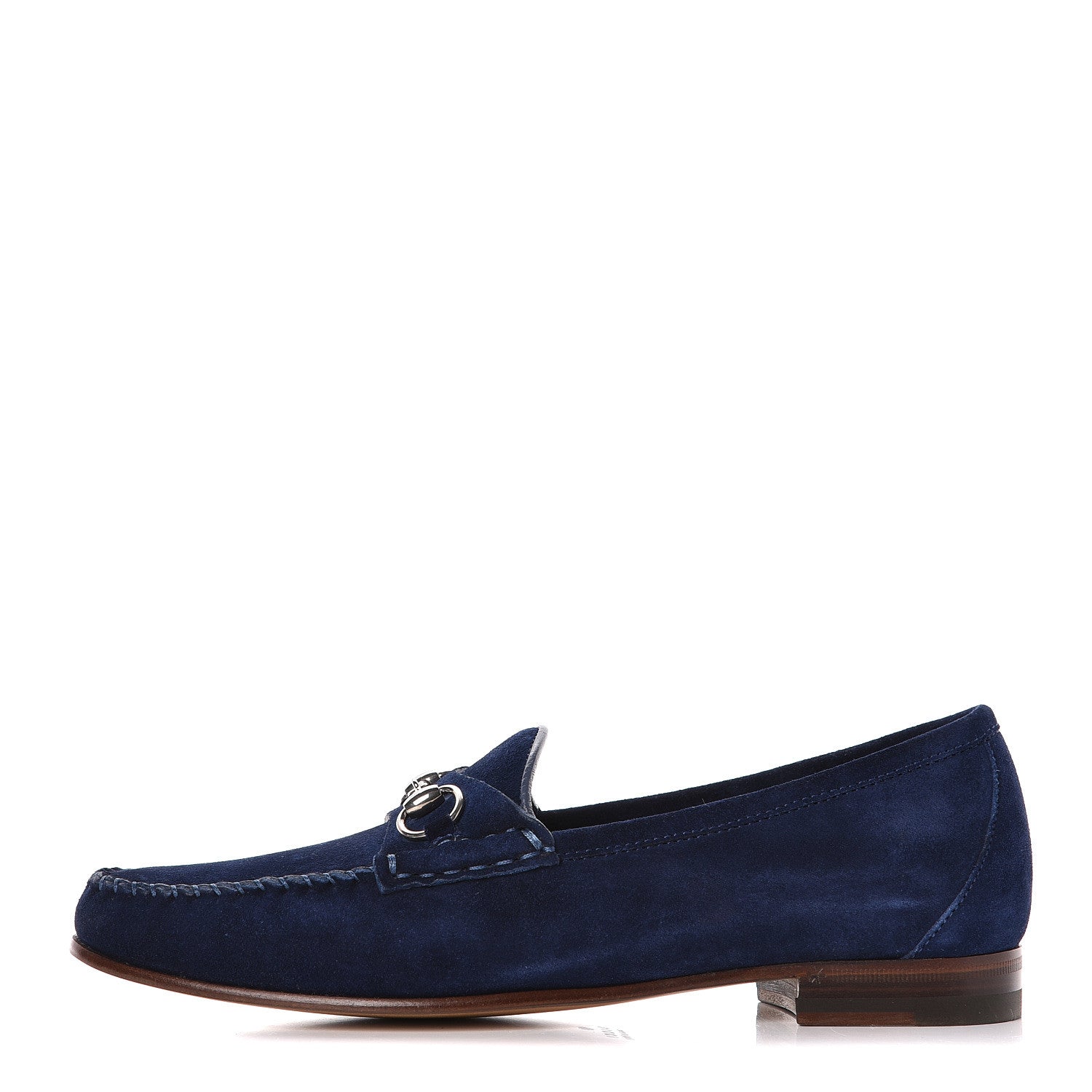 Gucci Suede Calfskin Womens 1953 Horsebit Loafers 37.5 Cobalt Blue 1 of 10