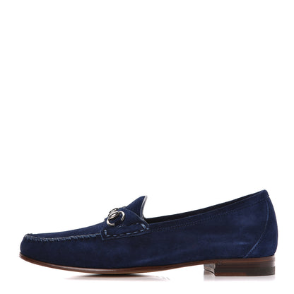 Gucci Suede Calfskin Womens 1953 Horsebit Loafers 37.5 Cobalt Blue 1 of 10