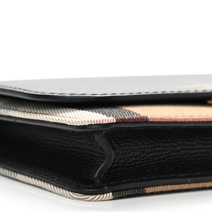 Burberry Derby Calfskin House Check Wallet On Chain Black 9 of 10
