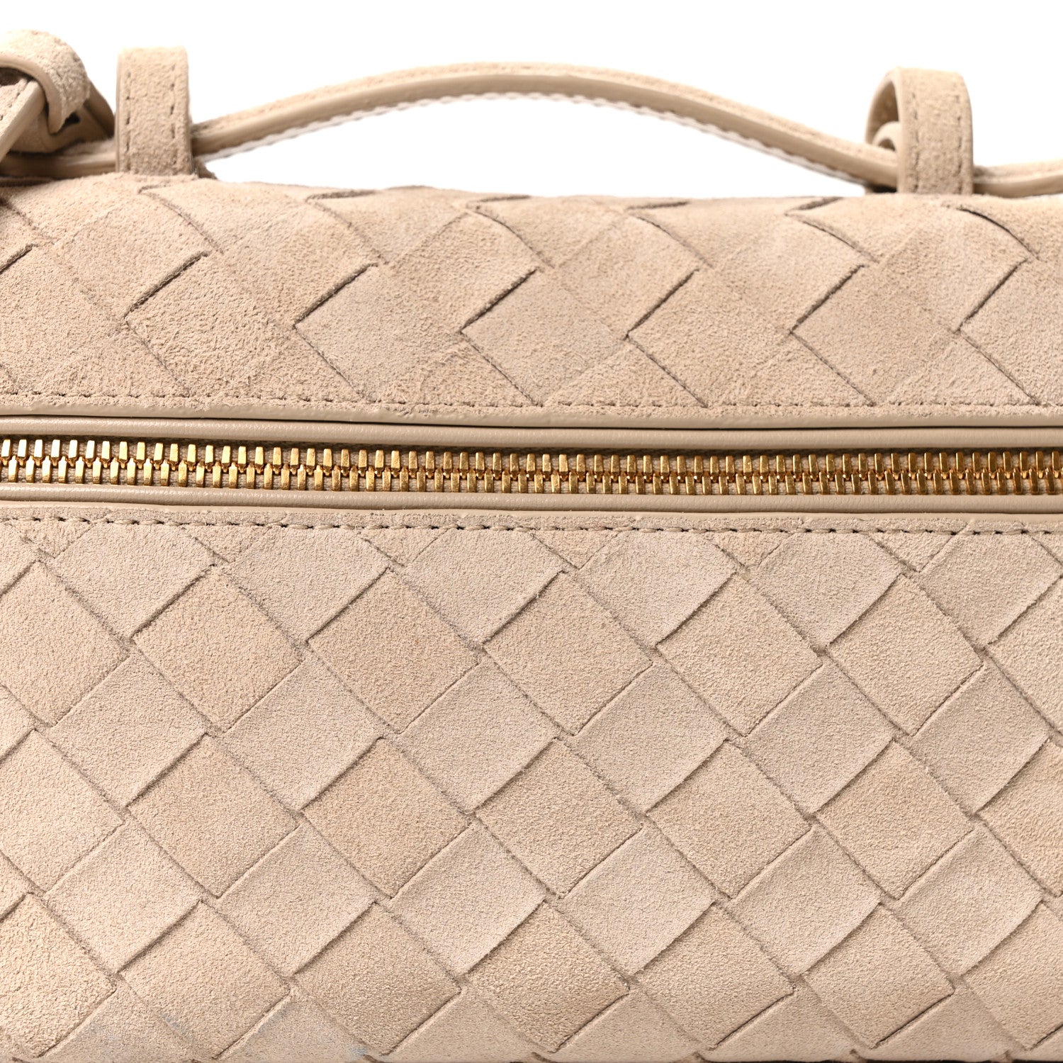 Bottega Veneta Suede Intrecciato Bang Bang Vanity Case Ecru