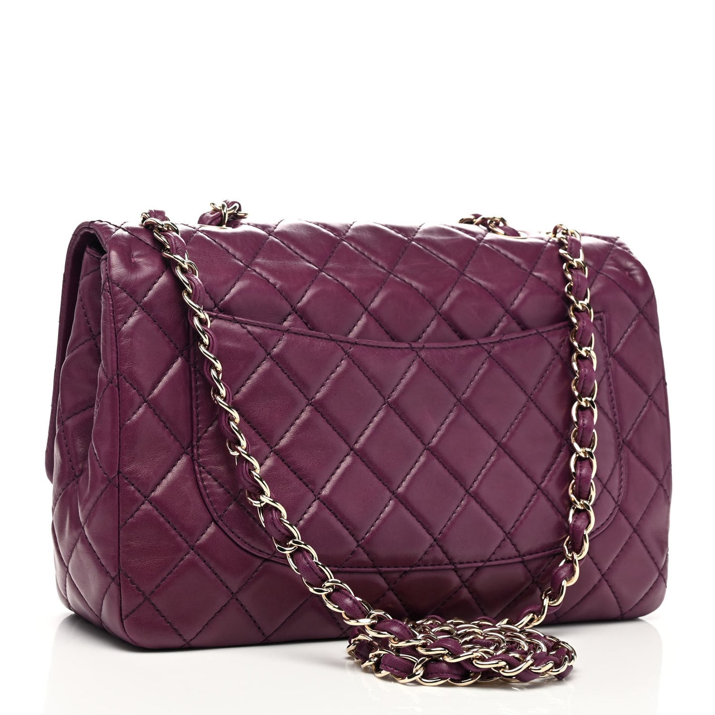 Lambskin Quilted Jumbo Single Flap Purple