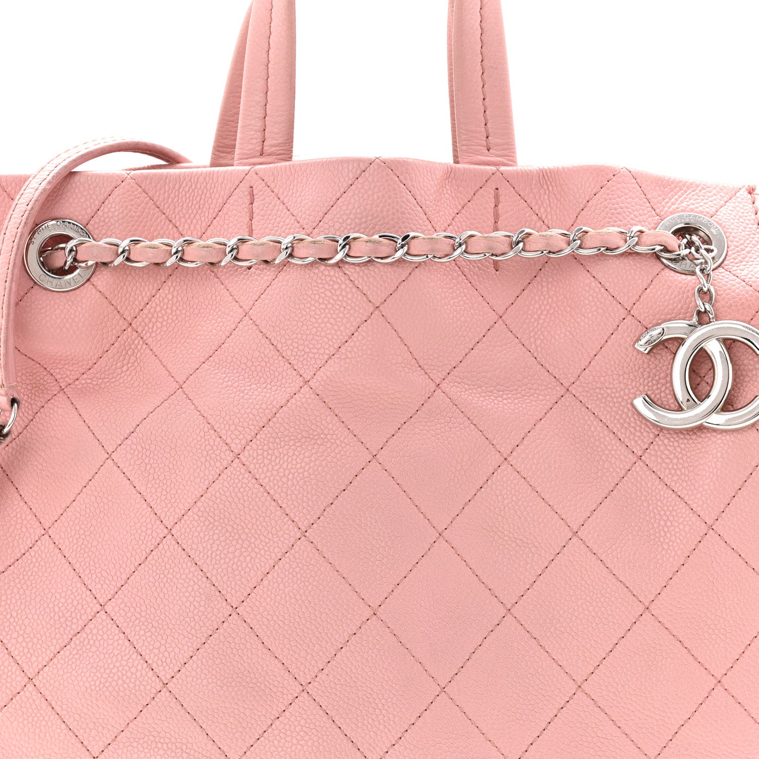 Chanel Caviar Stitched Small CC Pocket Tote Tote Pink 14 of 21