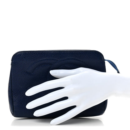 Chanel Caviar Timeless CC Cosmetic Pouch Blue 2 of 11