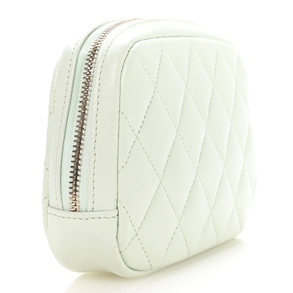 Chanel Caviar Quilted Small Curvy Pouch Cosmetic Case Light Green 3 of 8