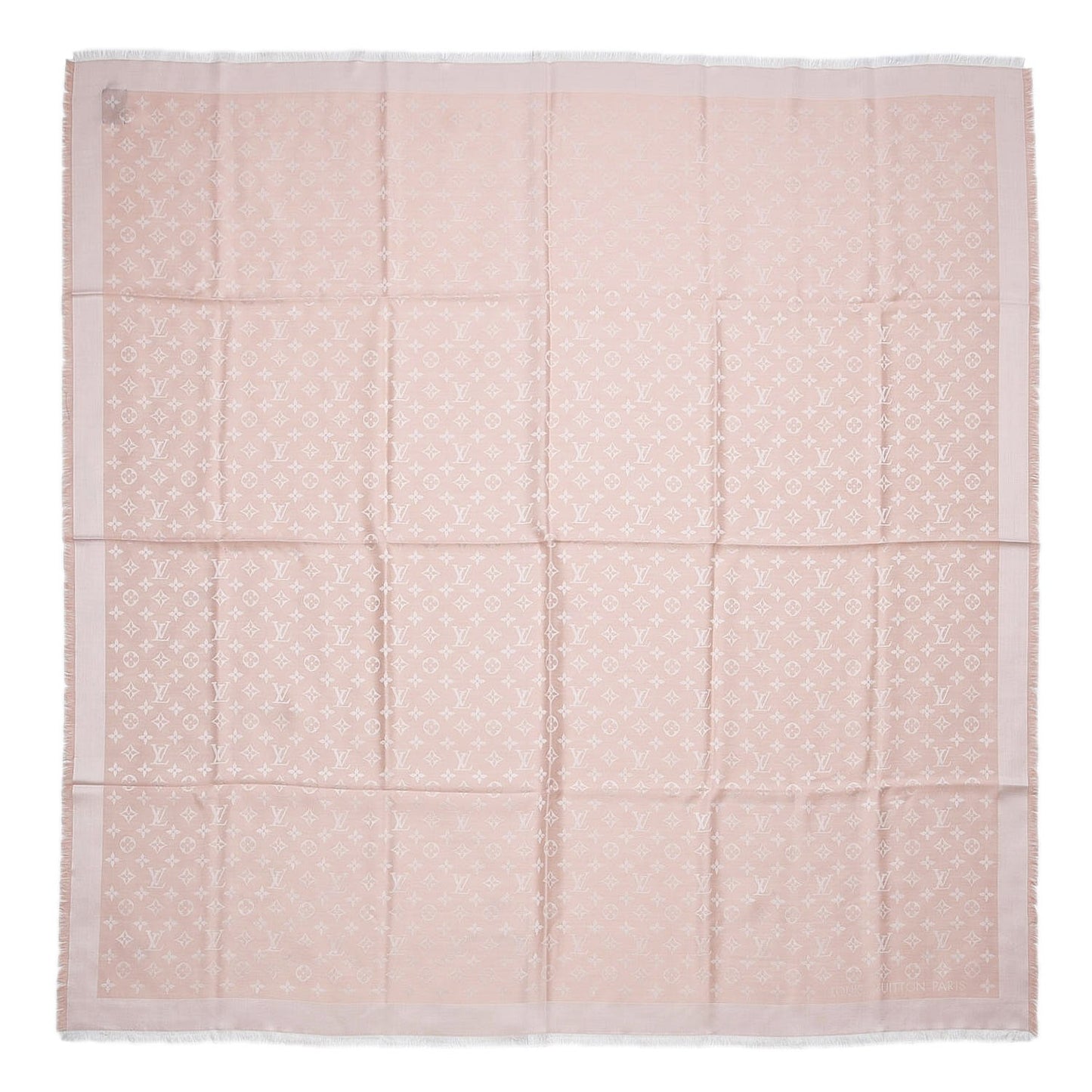 Silk Wool Monogram Denim Shawl Pink