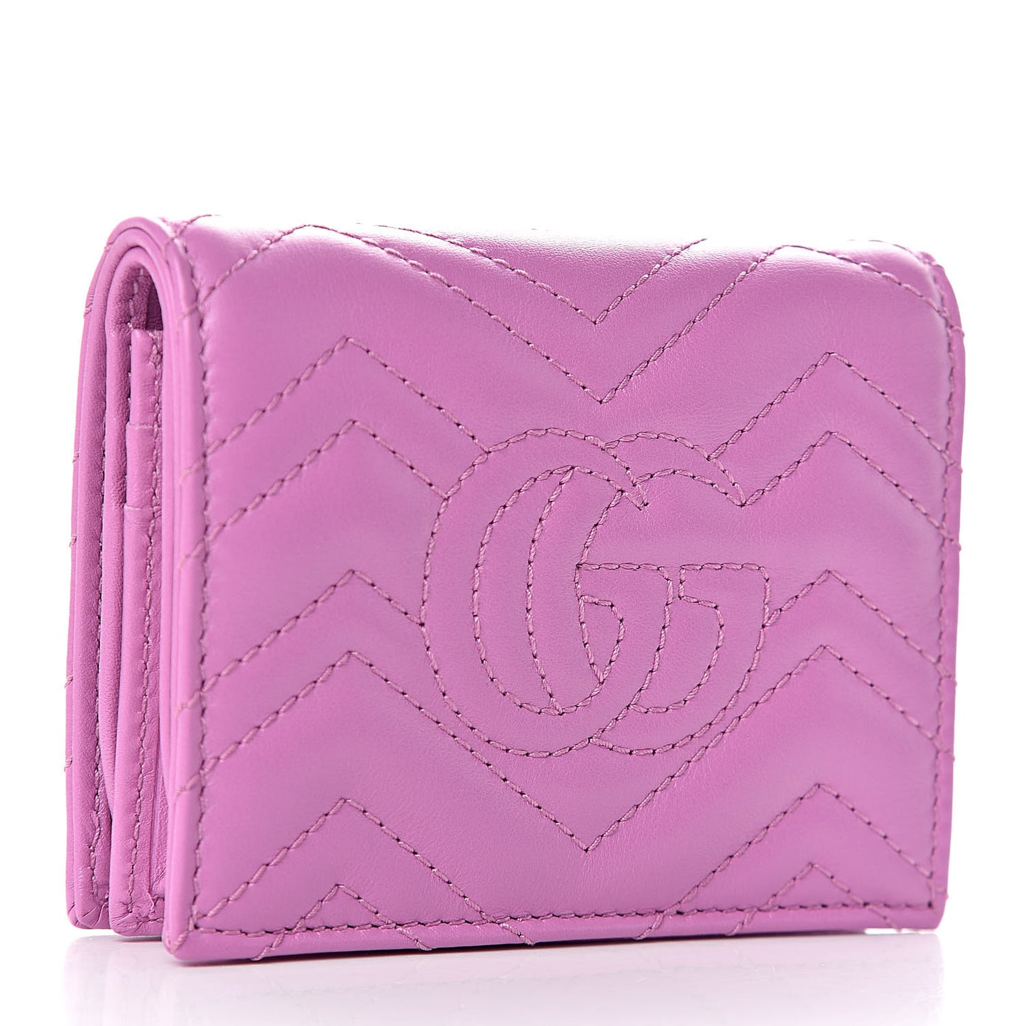 Calfskin Matelasse GG Marmont Card Case Candy Mousse