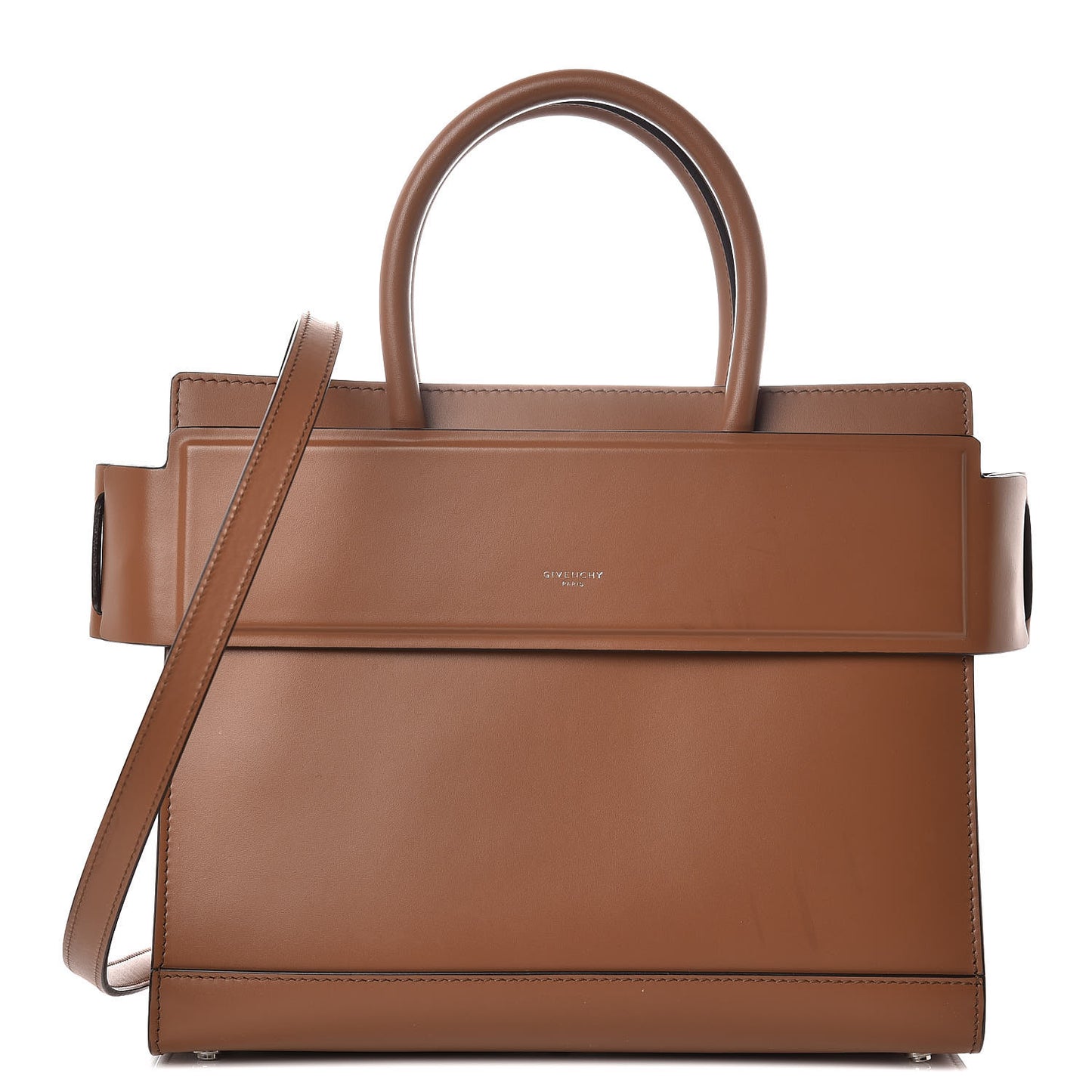 Smooth Calfskin Small Horizon Satchel Caramel