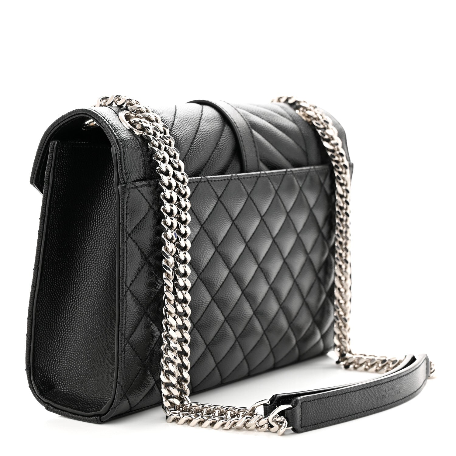 Saint Laurent Grain De Poudre Textured Mixed Matelasse Triquilt Medium Monogram Satchel Black 3 of 12