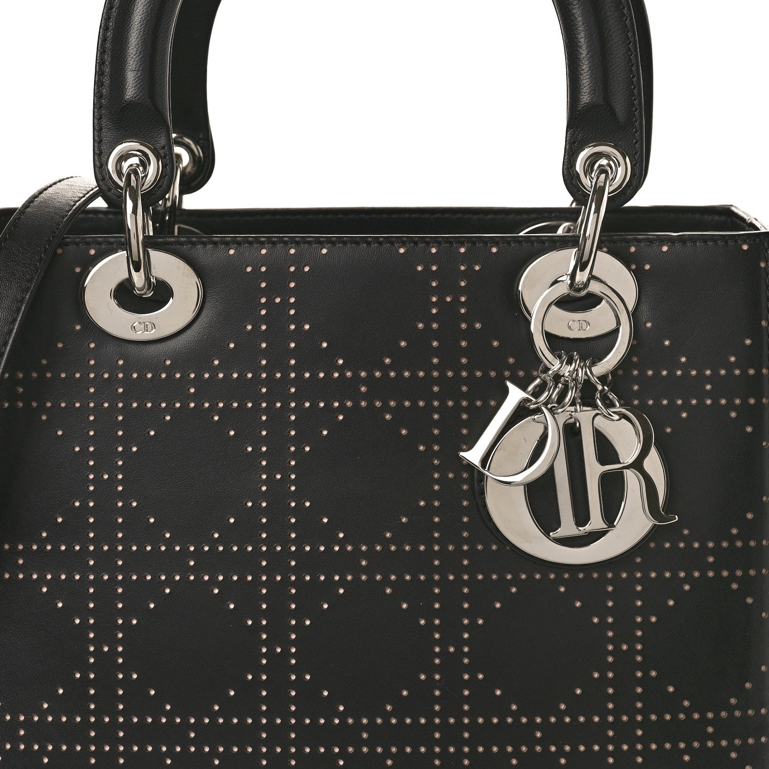 Christian Dior Calfskin Perforated Cannage Medium Lady Dior Black 8 of 12