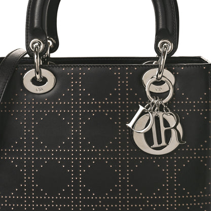 Christian Dior Calfskin Perforated Cannage Medium Lady Dior Black 8 of 12