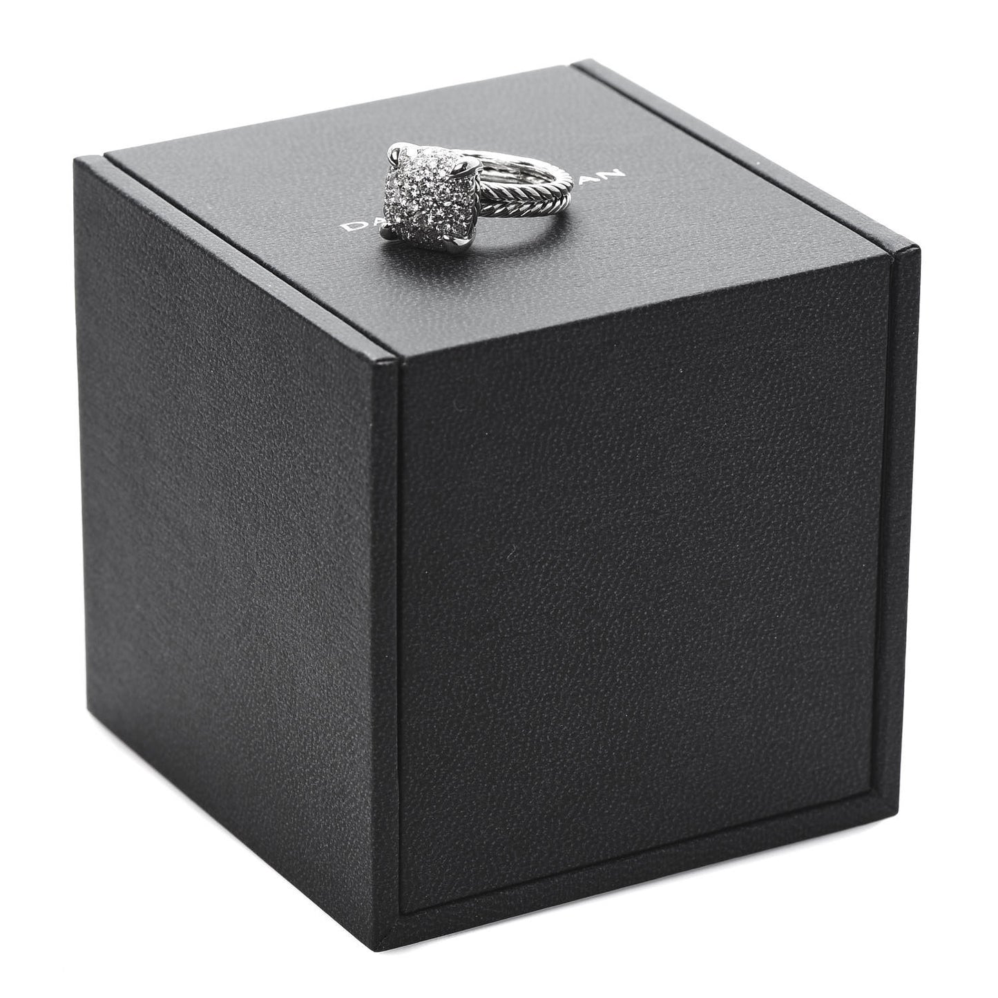 Sterling Silver Diamond 11mm Chatelaine Pave Ring 48 4.5