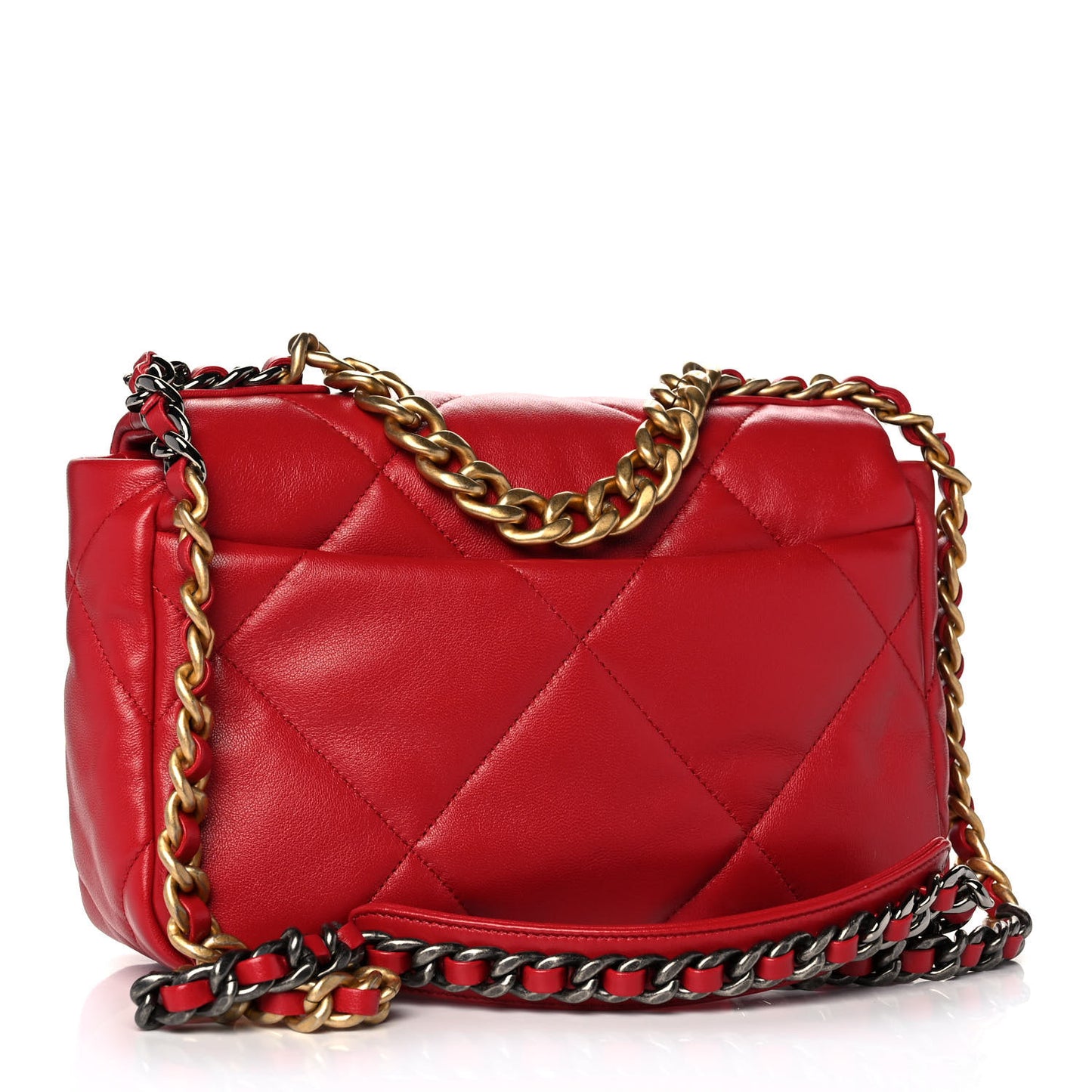 Lambskin Quilted Medium Chanel 19 Flap Red