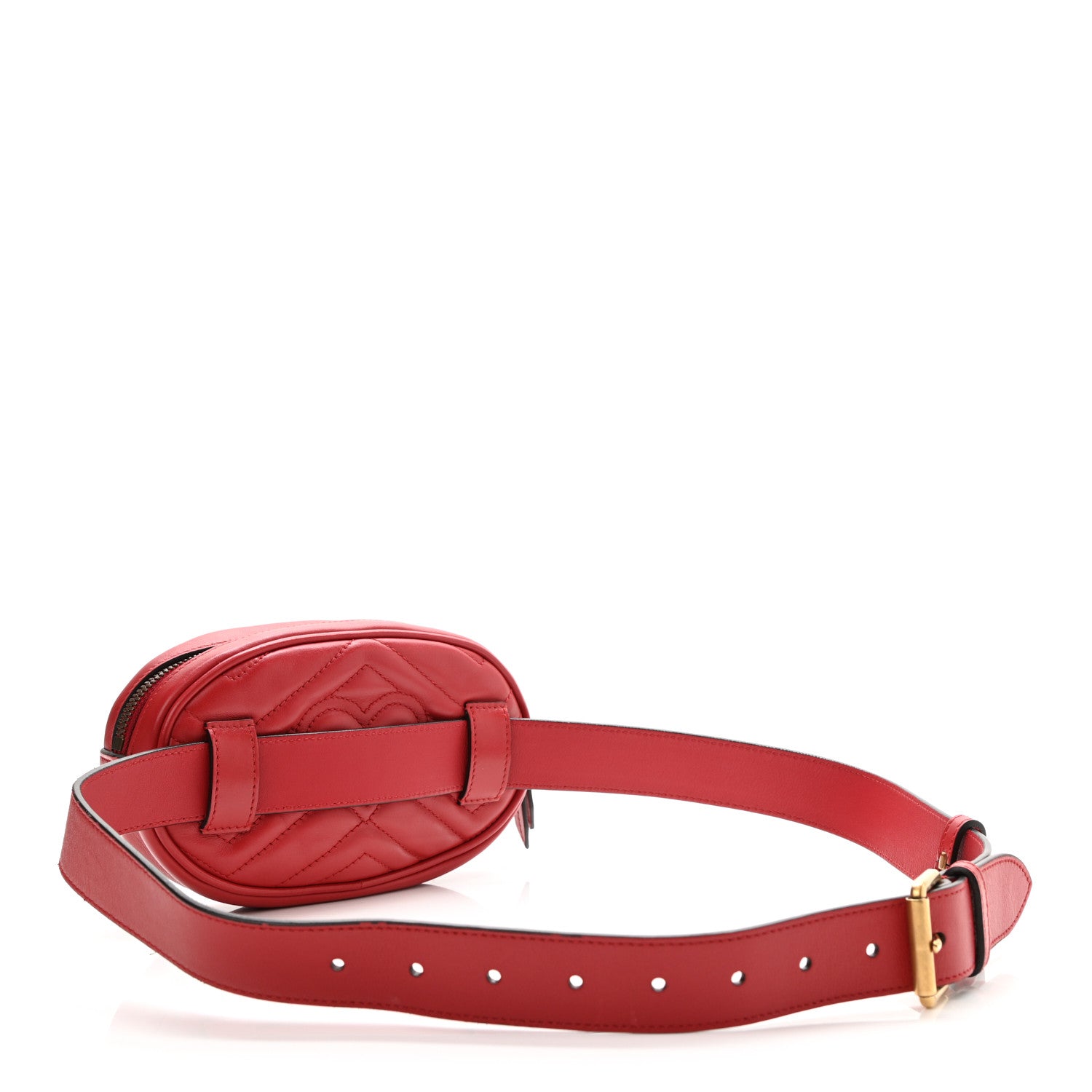 Gucci Calfskin Matelasse GG Marmont Belt Bag 85 34 Hibiscus Red 3 of 13