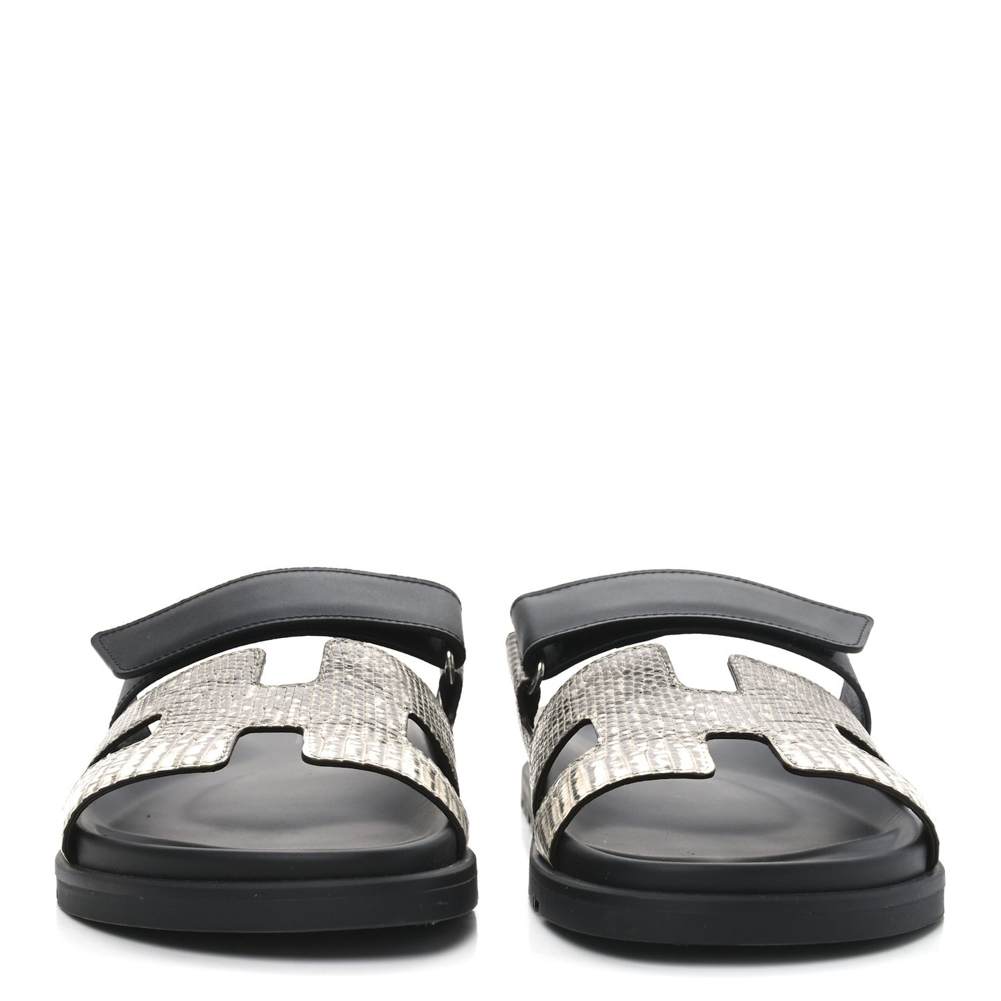 Lizard Calfskin Womens Chypre Sandals 40 Ombre Black