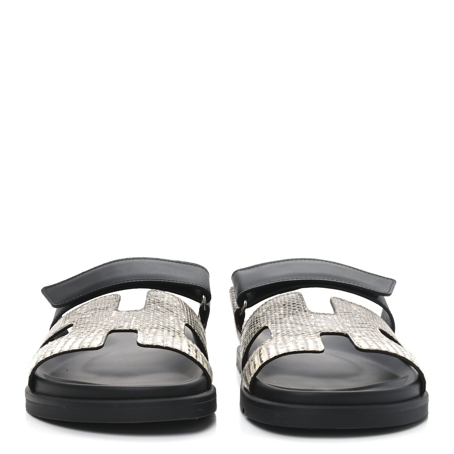 Hermes Lizard Calfskin Womens Chypre Sandals 40 Ombre Black 3 of 8