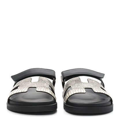 Hermes Lizard Calfskin Womens Chypre Sandals 40 Ombre Black 3 of 8
