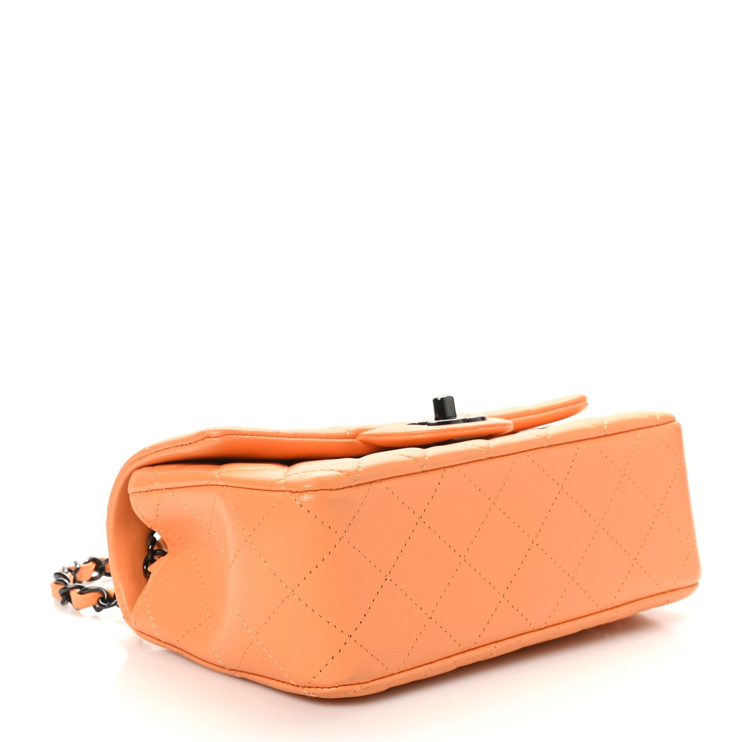 Lambskin Quilted Mini Rectangular Flap Orange