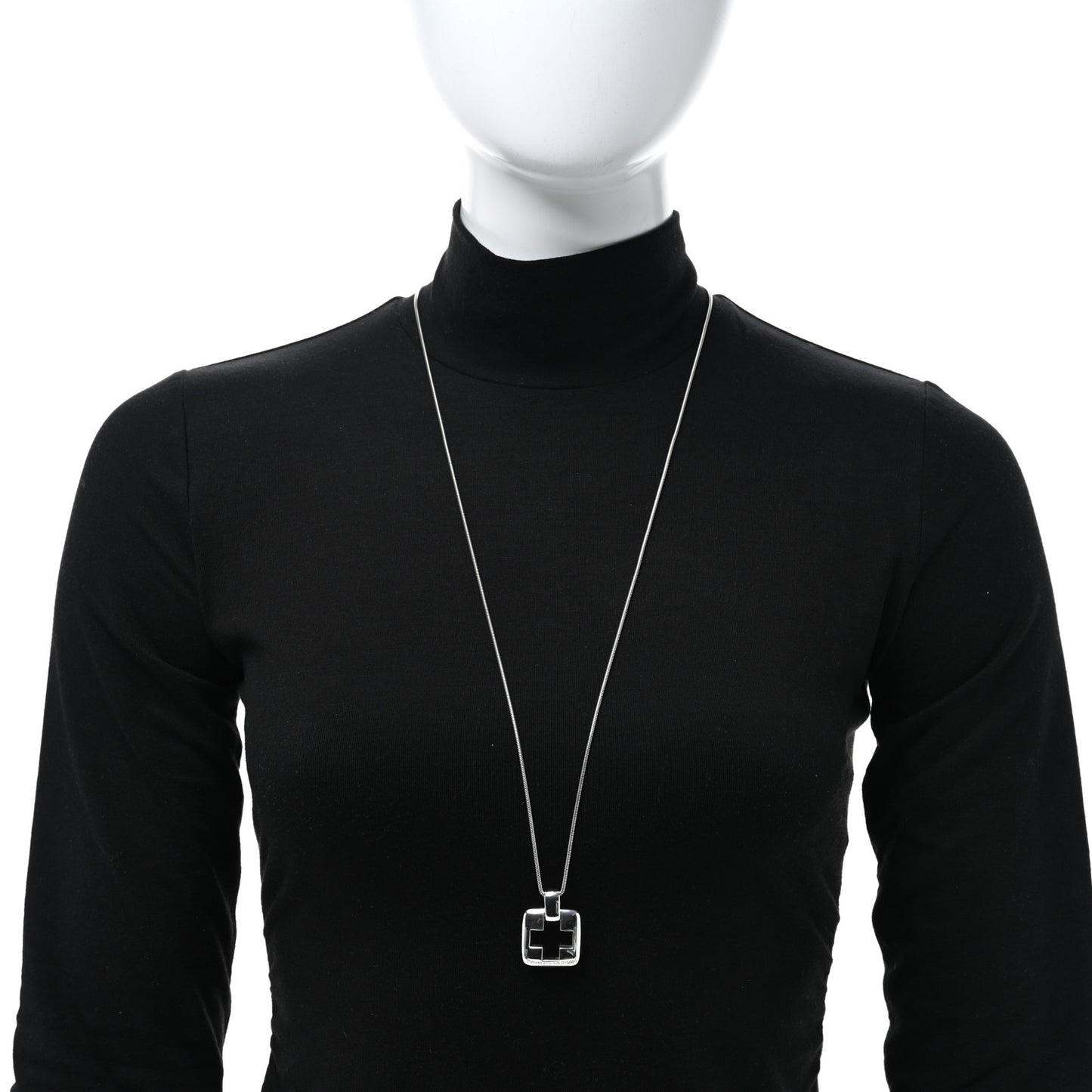 Sterling Silver Cross Cutout Pendant Necklace