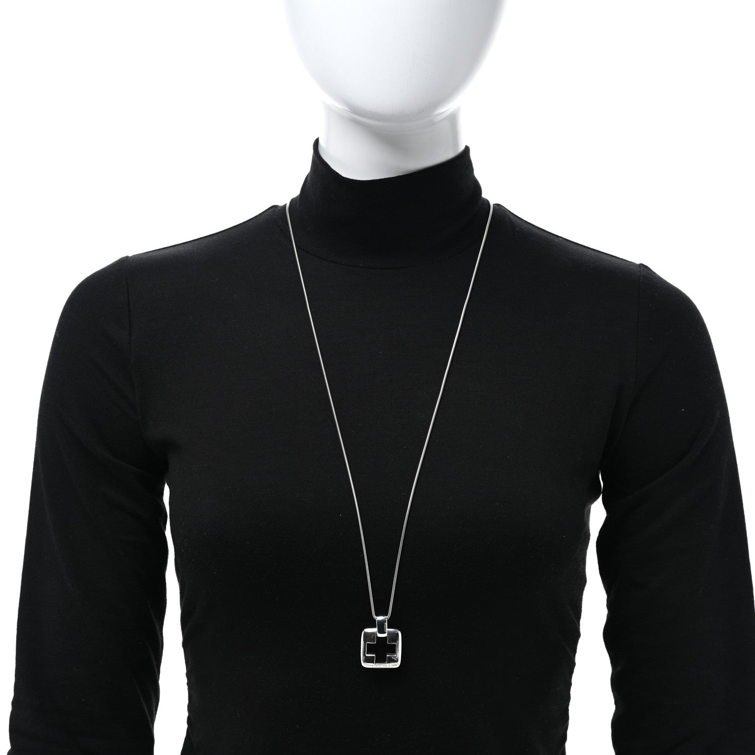 Tiffany Sterling Silver Cross Cutout Pendant Necklace 2 of 4