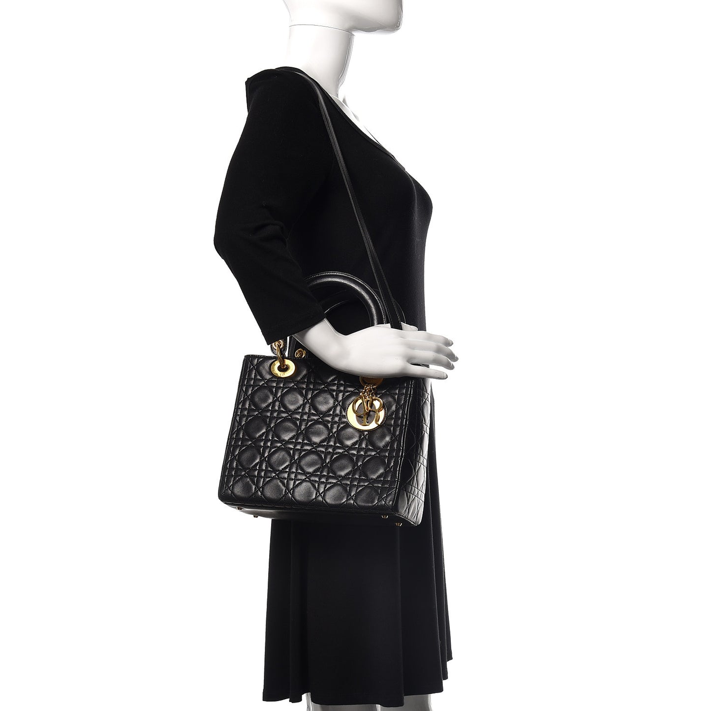 Lambskin Cannage Medium Lady Dior Black