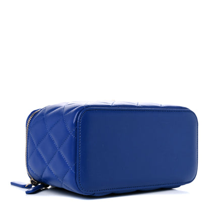Chanel Lambskin Quilted Small Top Handle Vanity Case With Chain Blue 4 of 10