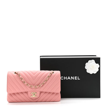 Chanel Caviar Flat Chevron Quilted Medium Double Flap Pink 11 of 11