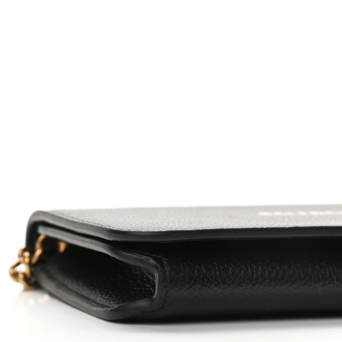 Grained Calfskin Logo Cash Phone Holder Wallet On Chain Black White