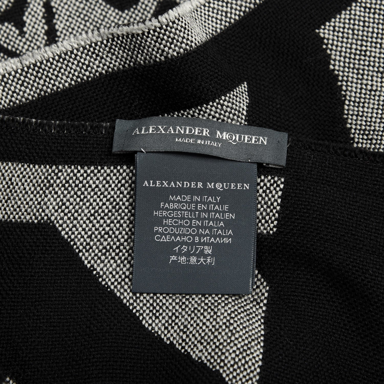 Alexander McQueen Wool Butterfly Stole Scarf Grey Black 3 of 3