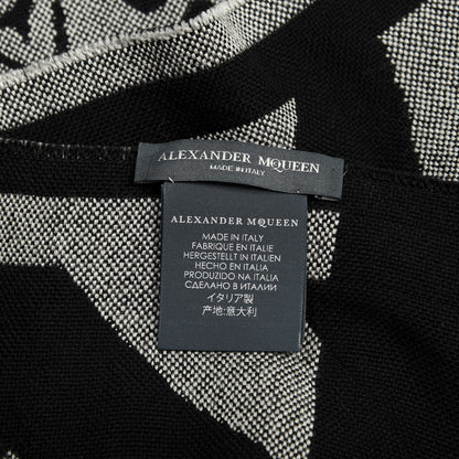 Alexander McQueen Wool Butterfly Stole Scarf Grey Black 3 of 3