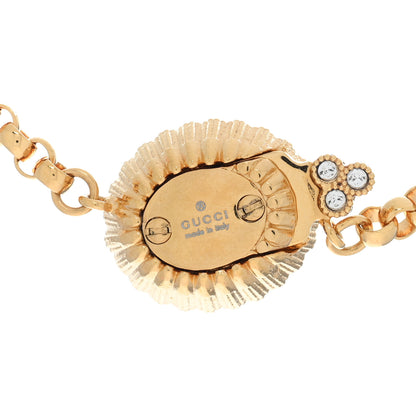 Gucci Pearl Crystal Embellished Interlocking G Necklace Pink Aged Gold 4 of 4