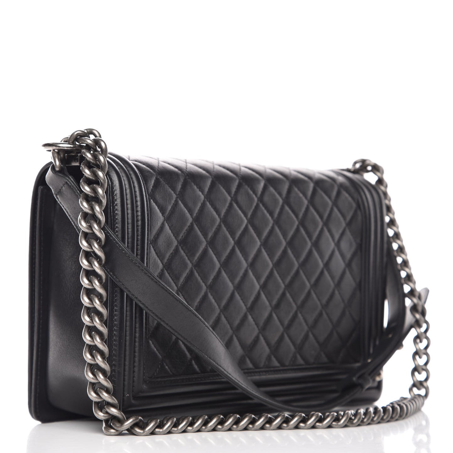 Calfskin Quilted New Medium Boy Flap Black