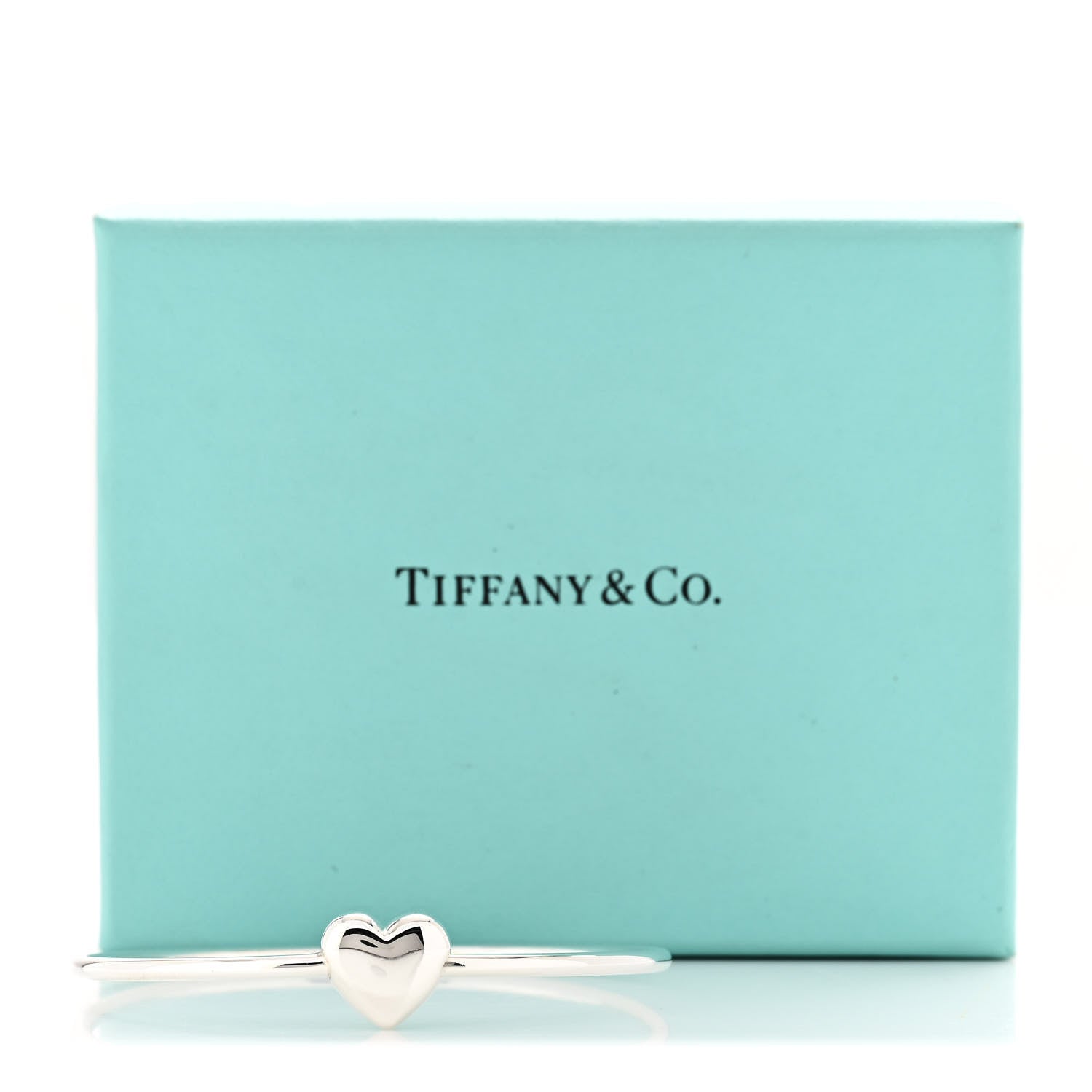 Tiffany Sterling Silver Puffy Heart Bangle Bracelet 5 of 5