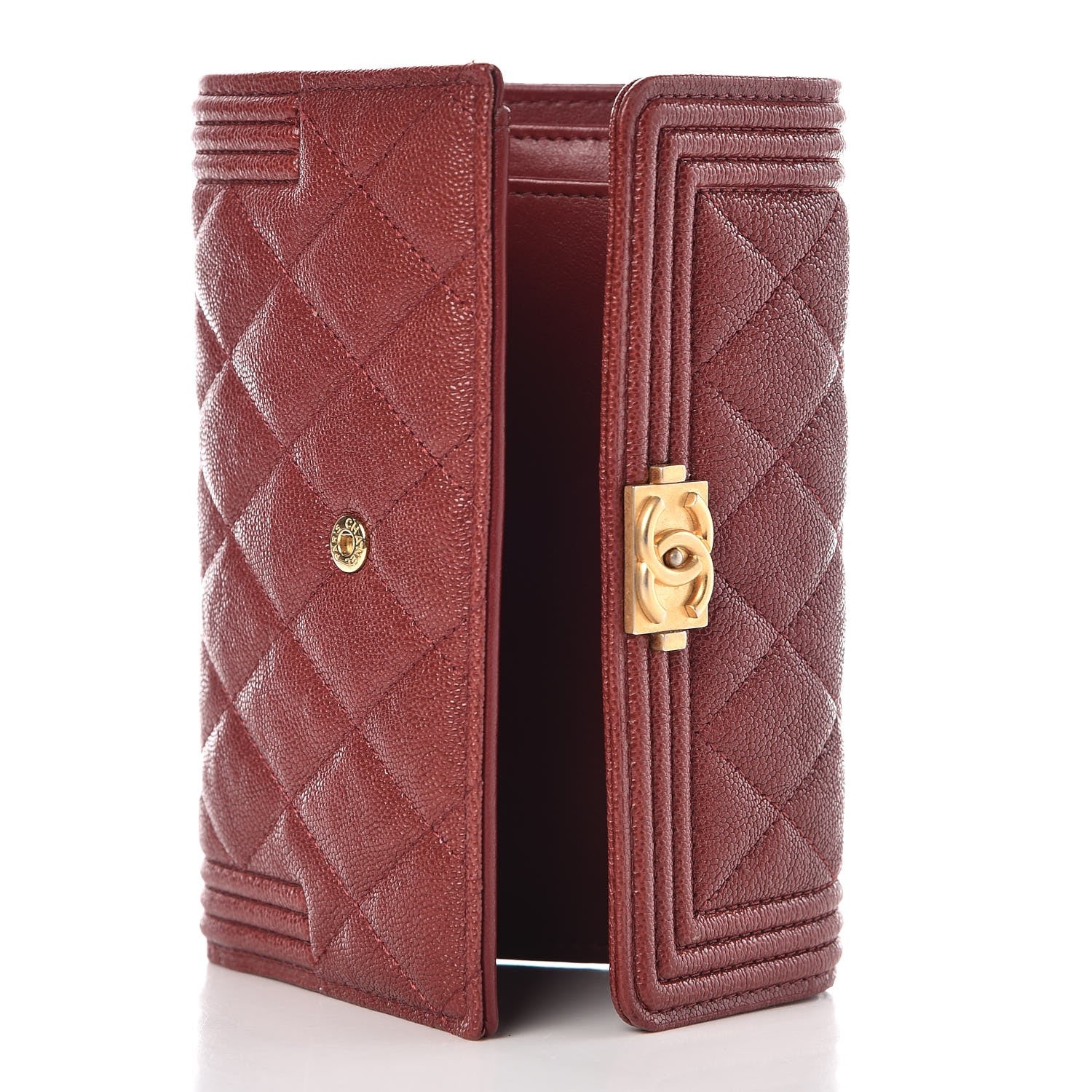 Chanel Caviar Quilted Medium Boy Flap Wallet Burgundy 5 of 9