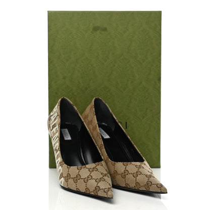 Balenciaga X GUCCI GG Monogram Square Knife Pumps 38 Beige Ebony 9 of 9