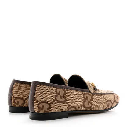 Gucci Monogram Jumbo GG Malaga Kid Horsebit Womens Jordaan Loafers 38 Camel Ebony New Acero Beige 4 of 14