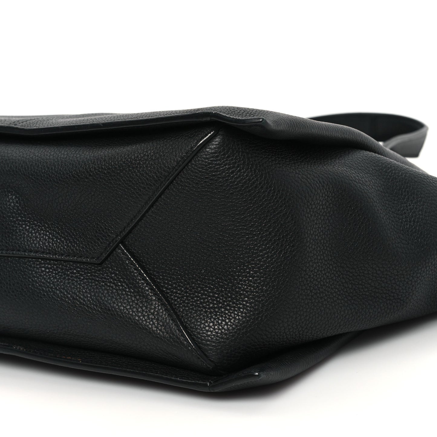 Baby Grained Calfskin Medium Tri-Fold Bag Black